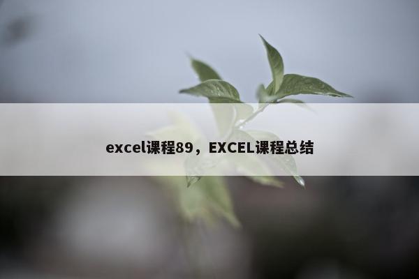 excel课程89，EXCEL课程总结