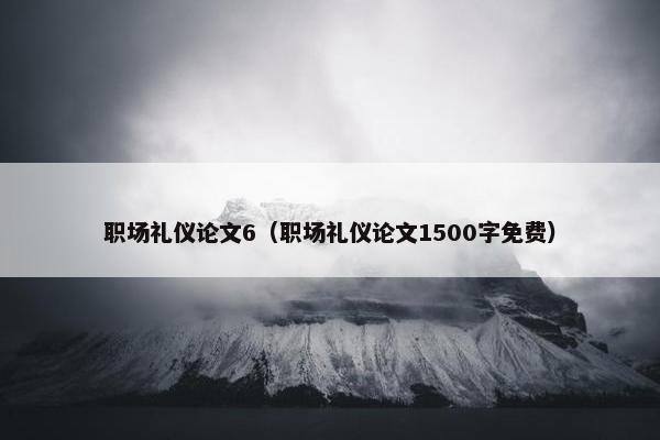 职场礼仪论文6（职场礼仪论文1500字免费）