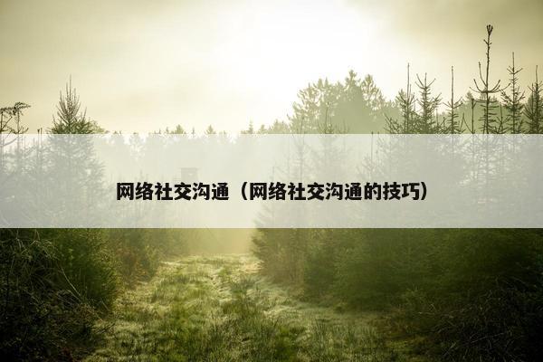网络社交沟通（网络社交沟通的技巧）