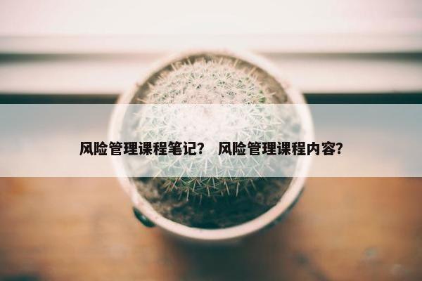 风险管理课程笔记？ 风险管理课程内容？