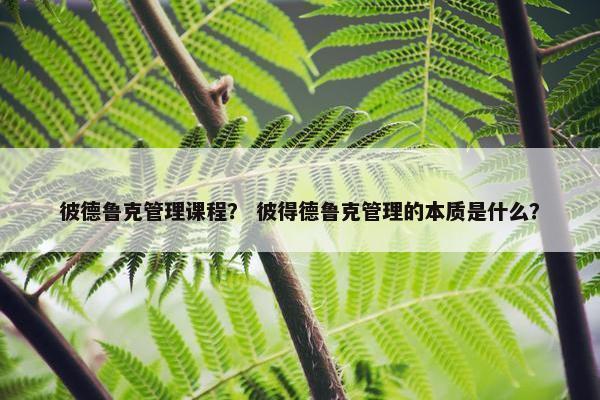彼德鲁克管理课程？ 彼得德鲁克管理的本质是什么？