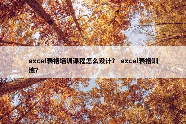 excel表格培训课程怎么设计？ excel表格训练？