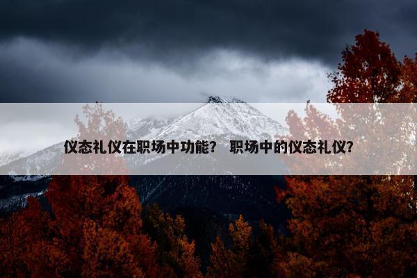 仪态礼仪在职场中功能？ 职场中的仪态礼仪？