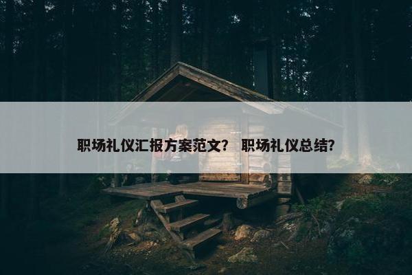 职场礼仪汇报方案范文？ 职场礼仪总结？
