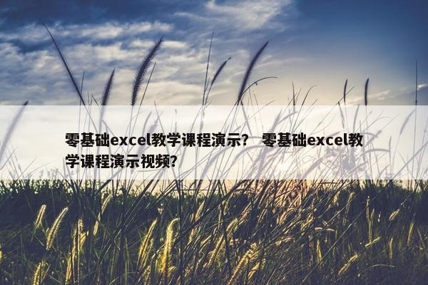 零基础excel教学课程演示？ 零基础excel教学课程演示视频？