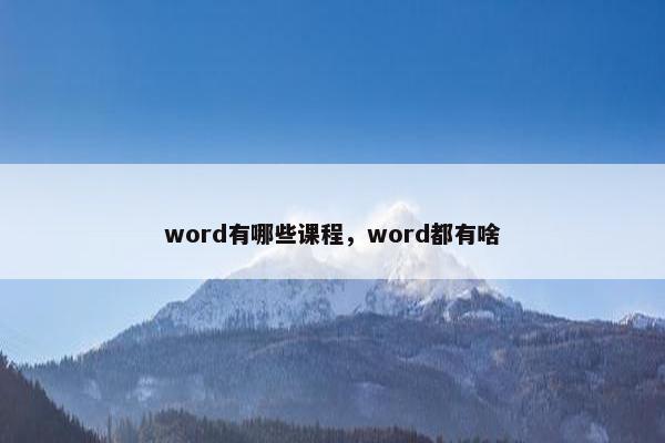 word有哪些课程，word都有啥