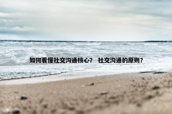 如何看懂社交沟通核心？ 社交沟通的原则？