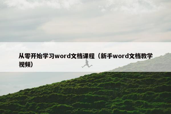 从零开始学习word文档课程（新手word文档教学视频）