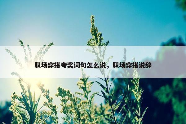 职场穿搭夸奖词句怎么说，职场穿搭说辞