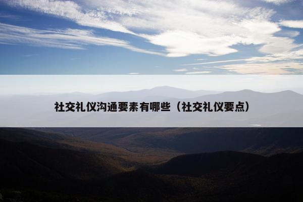 社交礼仪沟通要素有哪些（社交礼仪要点）