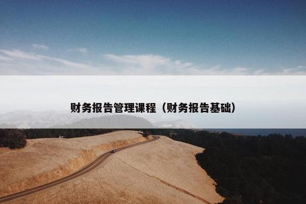 财务报告管理课程（财务报告基础）