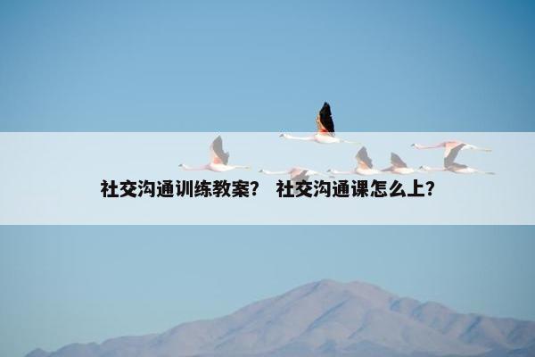 社交沟通训练教案？ 社交沟通课怎么上？