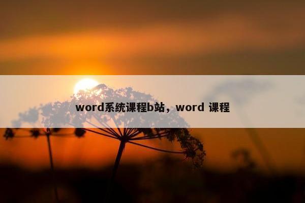 word系统课程b站，word 课程