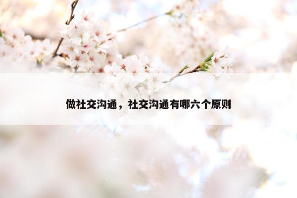做社交沟通，社交沟通有哪六个原则