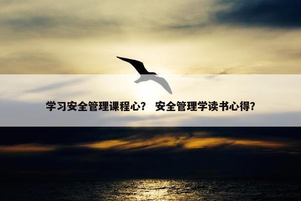 学习安全管理课程心？ 安全管理学读书心得？
