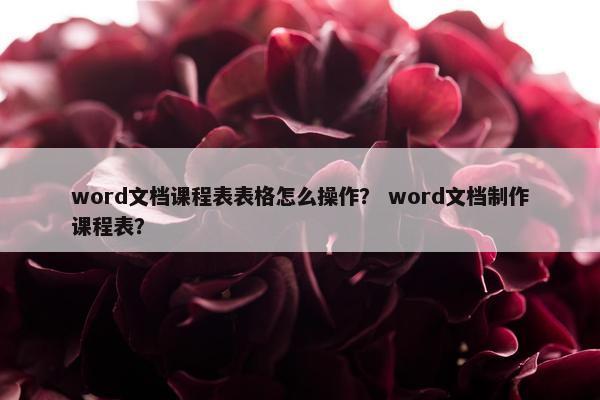 word文档课程表表格怎么操作？ word文档制作课程表？