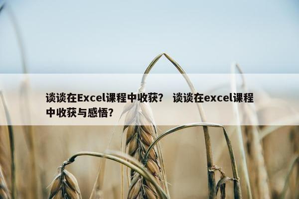 谈谈在Excel课程中收获？ 谈谈在excel课程中收获与感悟？