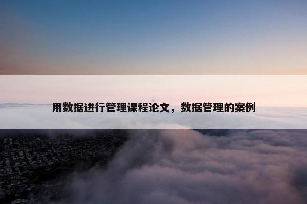 用数据进行管理课程论文，数据管理的案例
