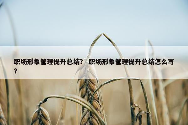 职场形象管理提升总结？ 职场形象管理提升总结怎么写？