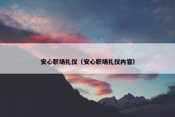 安心职场礼仪（安心职场礼仪内容）