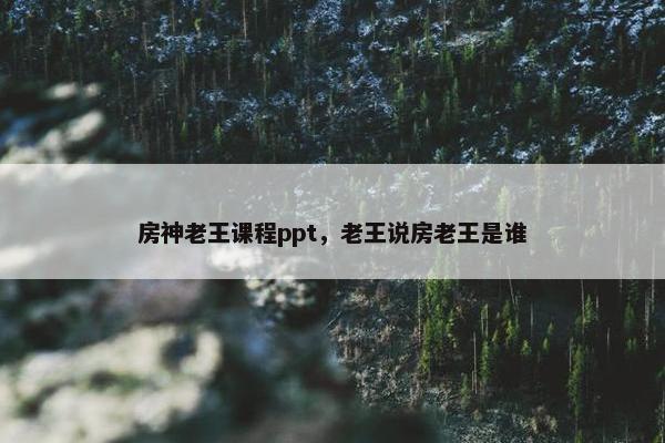 房神老王课程ppt，老王说房老王是谁