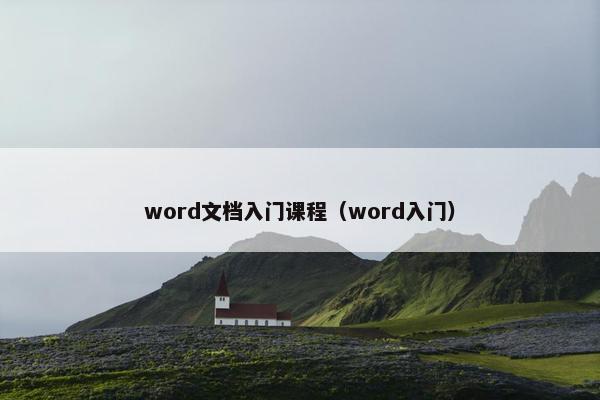 word文档入门课程（word入门）