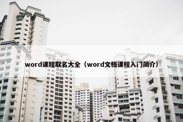 word课程取名大全（word文档课程入门简介）
