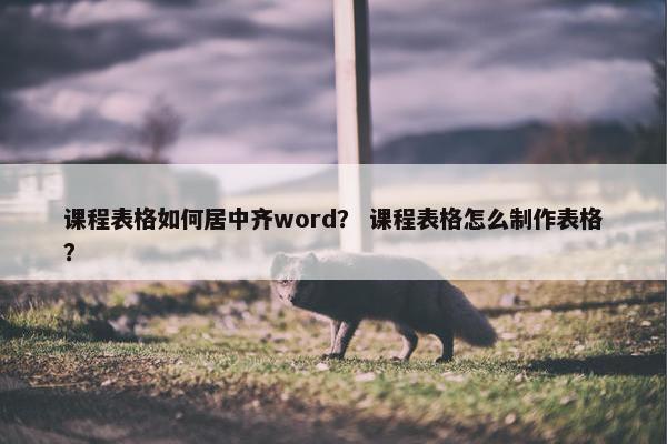 课程表格如何居中齐word？ 课程表格怎么制作表格？
