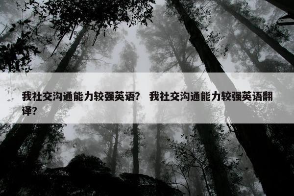 我社交沟通能力较强英语？ 我社交沟通能力较强英语翻译？