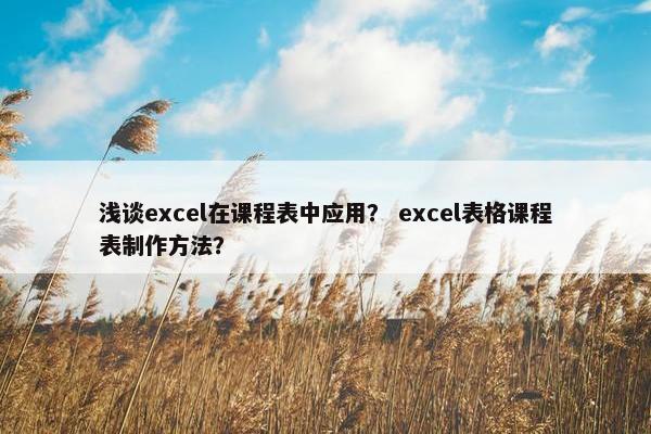 浅谈excel在课程表中应用？ excel表格课程表制作方法？