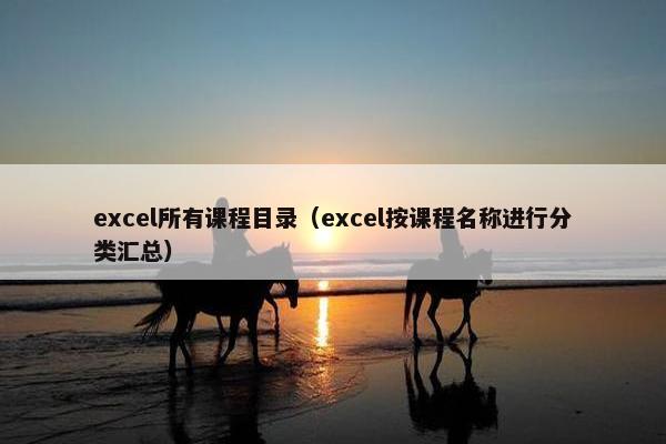 excel所有课程目录（excel按课程名称进行分类汇总）