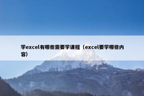 学excel有哪些需要学课程（excel要学哪些内容）