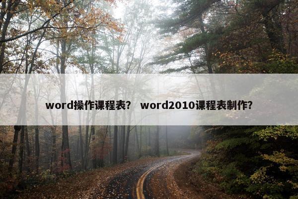 word操作课程表？ word2010课程表制作？