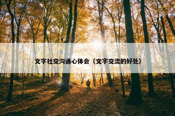 文字社交沟通心体会（文字交流的好处）