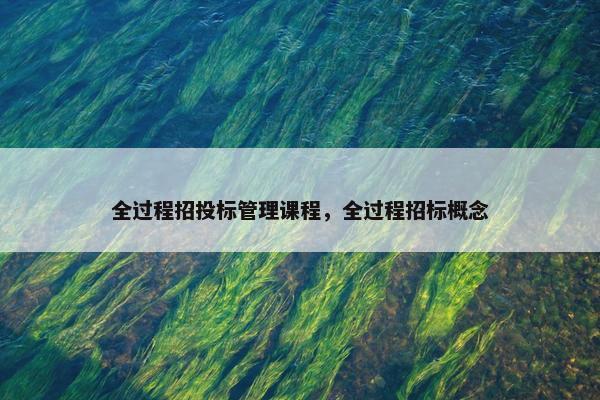 全过程招投标管理课程，全过程招标概念