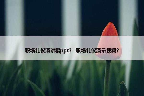 职场礼仪演讲稿ppt？ 职场礼仪演示视频？
