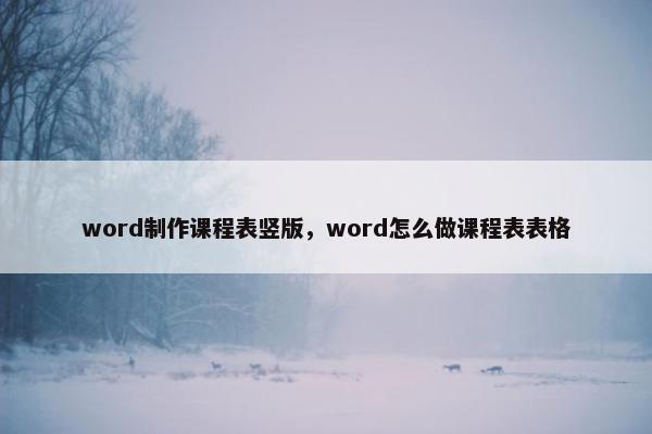 word制作课程表竖版，word怎么做课程表表格