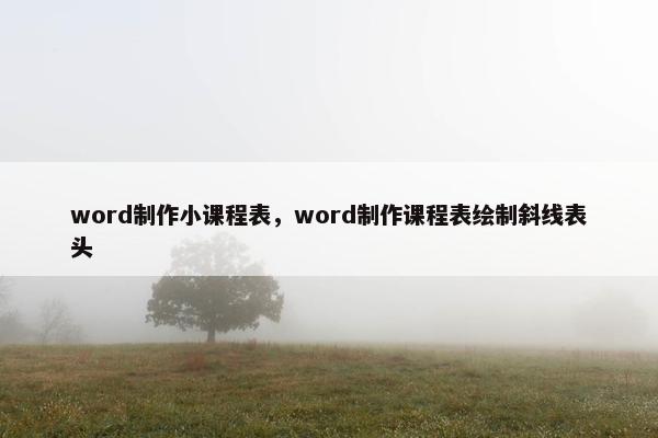 word制作小课程表，word制作课程表绘制斜线表头