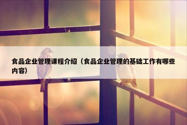 食品企业管理课程介绍（食品企业管理的基础工作有哪些内容）