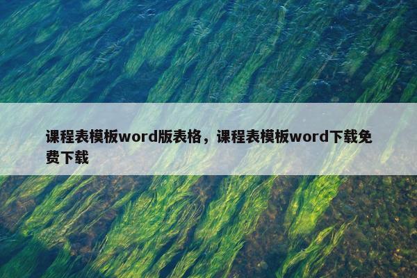 课程表模板word版表格，课程表模板word下载免费下载