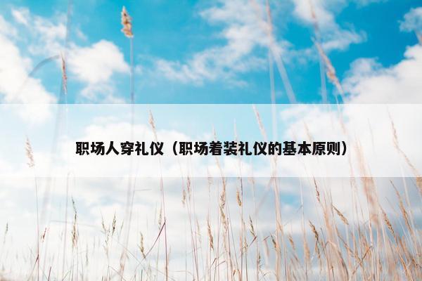 职场人穿礼仪（职场着装礼仪的基本原则）