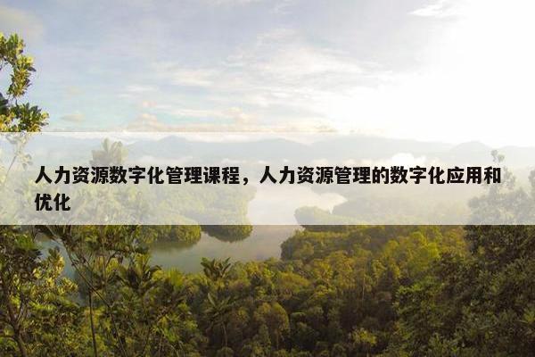 人力资源数字化管理课程，人力资源管理的数字化应用和优化