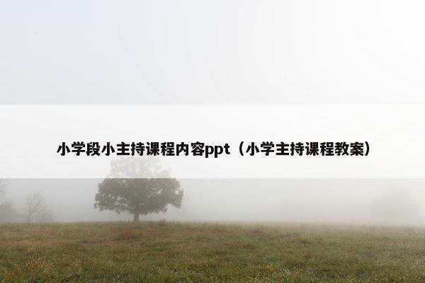 小学段小主持课程内容ppt（小学主持课程教案）