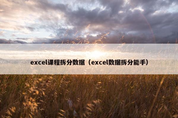 excel课程拆分数据（excel数据拆分能手）
