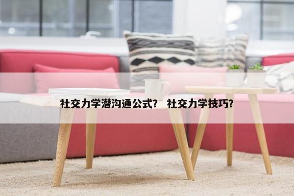 社交力学潜沟通公式？ 社交力学技巧？