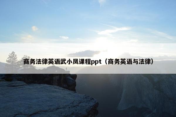 商务法律英语武小凤课程ppt（商务英语与法律）