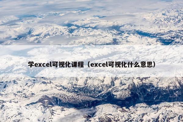 学excel可视化课程（excel可视化什么意思）