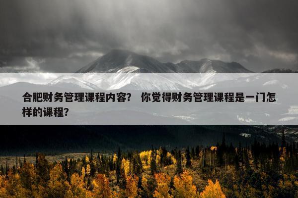 合肥财务管理课程内容？ 你觉得财务管理课程是一门怎样的课程？