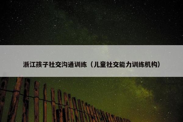 浙江孩子社交沟通训练（儿童社交能力训练机构）