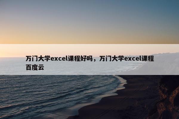 万门大学excel课程好吗，万门大学excel课程百度云